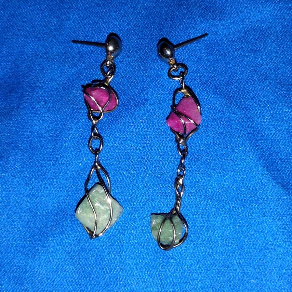 Silver caged earrings